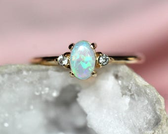 Oval Opal Diamond Ring