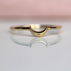 14K Gold Moon Stacking Ring, Solid Gold Stacker, Real Gold Ring, Star and Moon, Crescent Moon Ring, Minimal Jewelry, Astrology Jewel, 10Kry