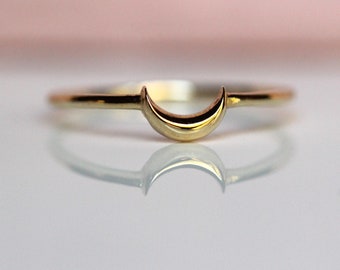 14K Gold Moon Stacking Ring