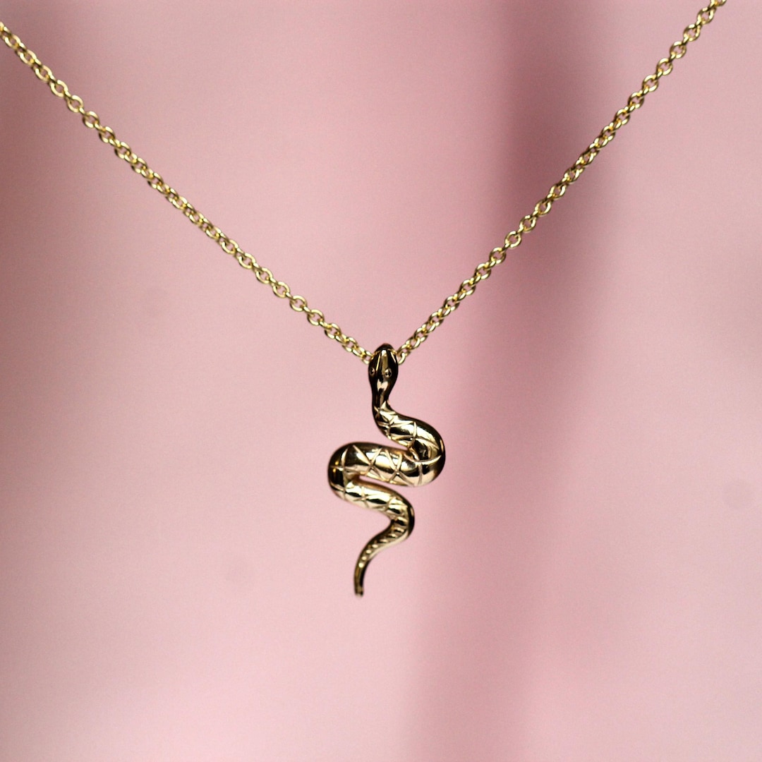 14K 蛇ネックレス、ヘビ、ネックレス、純金ネックレス、10K ゴールド 