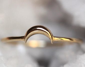 14K Gold Moon Stacking Ring
