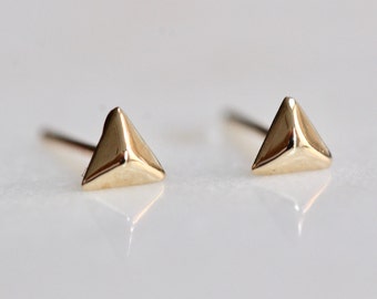 14K Gold Pyramid Studs