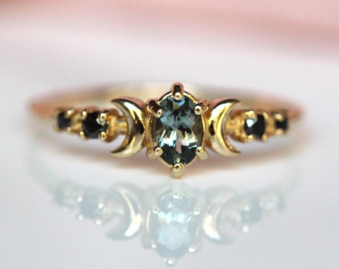 Featured listing image: Grey Spinel Moon Phase Ring