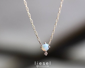 14K Gold Opal Diamond "Love Drop" Necklace