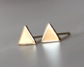 Solid 14K Gold Triangle Studs