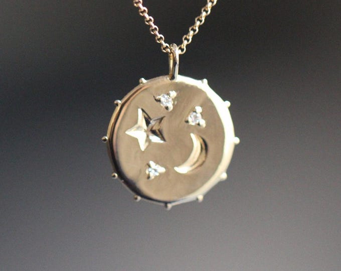 Featured listing image: 14K Star and Moon Coin Necklace