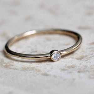 14K Gold Tiny Diamond Ring, Diamond Ring, Dainty Ring, 10K Small ...