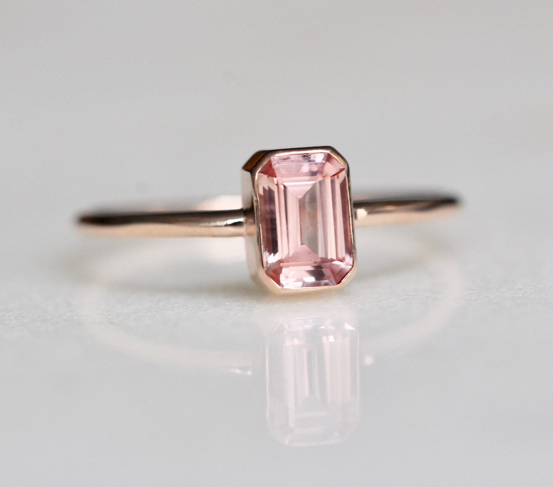 Octagon Pink Sapphire Diamond Ring main image 1