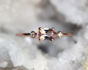 14K Gold Morganite & Diamond "Pink Champagne" Ring