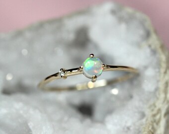 14K Gold Opal Diamond "Sidekick" Ring