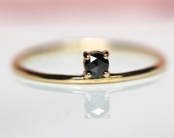 Floating Rose Cut Black Diamond Ring