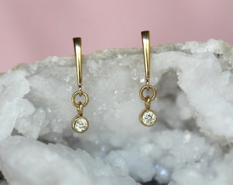 14K Gold Dangle Diamond Earrings