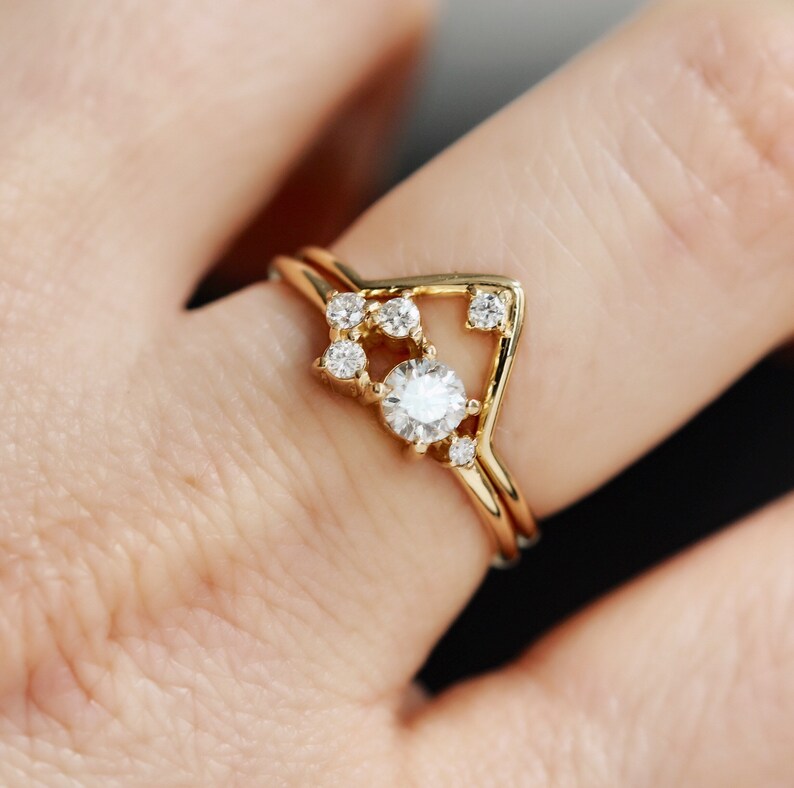 14K Gold Diamond Cluster Ring Multi Diamond Ring Unique | Etsy