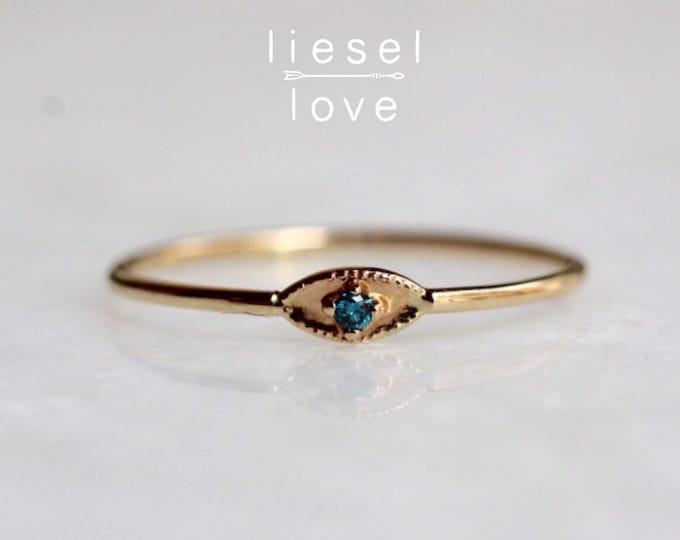 14K Gold Diamond Eye Ring all Seeing Eye Ring Etsy