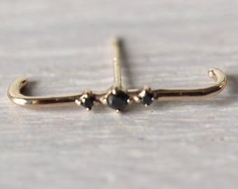 14K Gold Black Diamond Ear Suspender