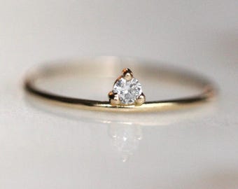 14K Gold Floating Diamond Ring