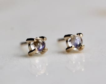 14K Gold Moonstone Studs