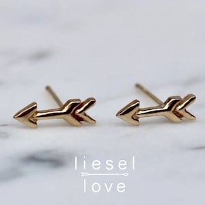 14K Gold Arrow Studs, Gold Studs, Tiny Studs, Arrow Earrings, Gold Earrings, Tiny Earrings, Real Gold, Dainty Earrings, Dainty Studs