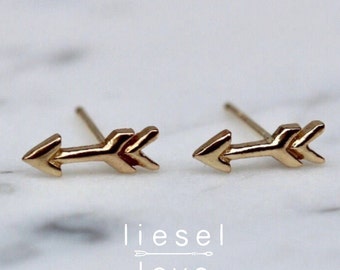 14K Gold Arrow Studs