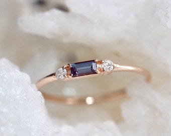 14K Alexandrite Baguette Ring