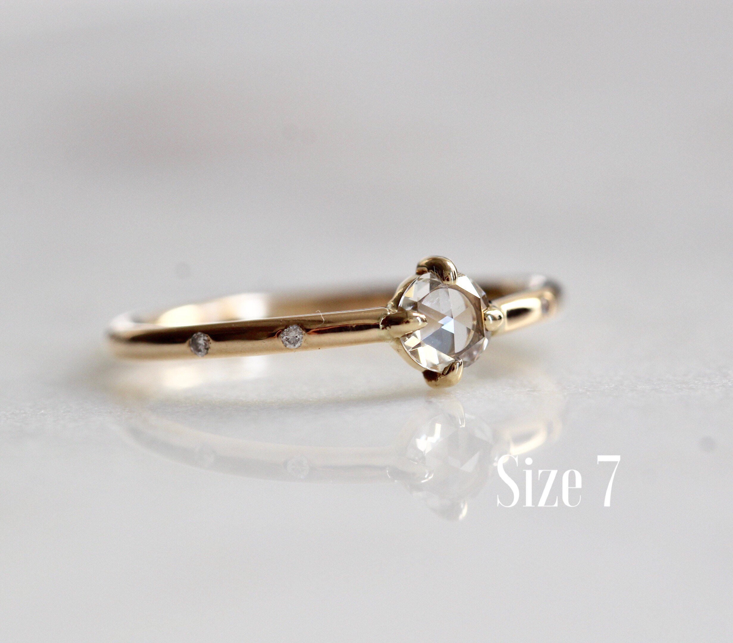 14K Gold Rosecut Diamond Engagement Ring, Sun & Moon ...