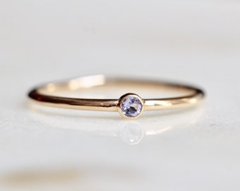 Tiny Tanzanite Bezel Ring