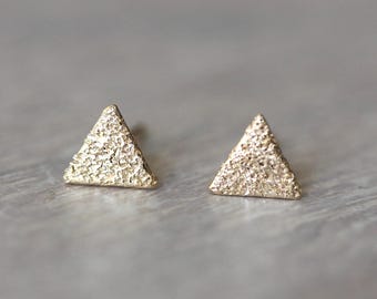 Solid 14K Gold Triangle Studs