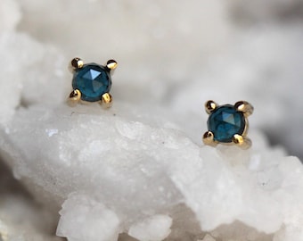 14K Gold London Blue Topaz Studs