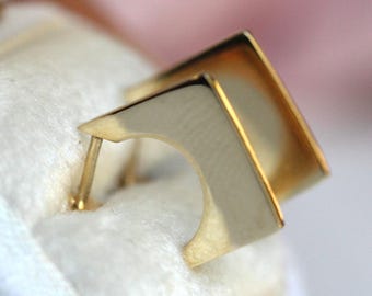 14K Geometric Hug Hoop, Puzzle Piece Hoop, Unique Hoop, Tight fitting Hoop, Solid Gold Hoop, Real Gold Earring, Shape Hoop, 10K Gold