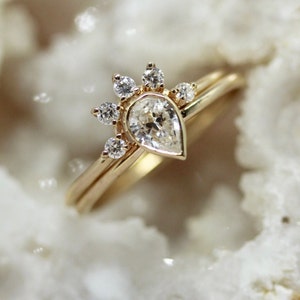 14K Gold Diamond Bridal Set, "Regal" Diamond Ring Set, Engagement Ring, Dainty Engagement Ring, Diamond Ring, Dainty Ring, Wedding Ring Set