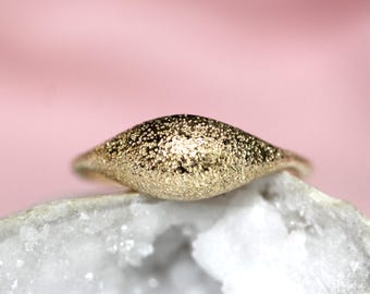 14K Gold Glitter Dome Ring, Bobble Ring, Bubble Ring, Real Gold Ring, Solid Gold Ring, 10K, Mirror Finish, High Polish, Minimal Jewelry