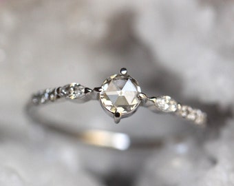 14K Gold Rosecut Diamond Ring, "Georgia" Ring, Engagement Ring, Dainty Engagement Ring, Diamond Ring, Dainty Ring, Solid Gold, Wedding Ring