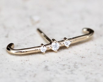 14K Gold Diamond Ear Suspende