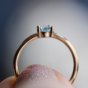 14K Gold Aquamarine Pear Solitaire Ring, Tear Shape Ring, Gemstone Engagement Ring, Light Blue Stone, Aqua Stone, Pear Shape, Drop Shape image 7