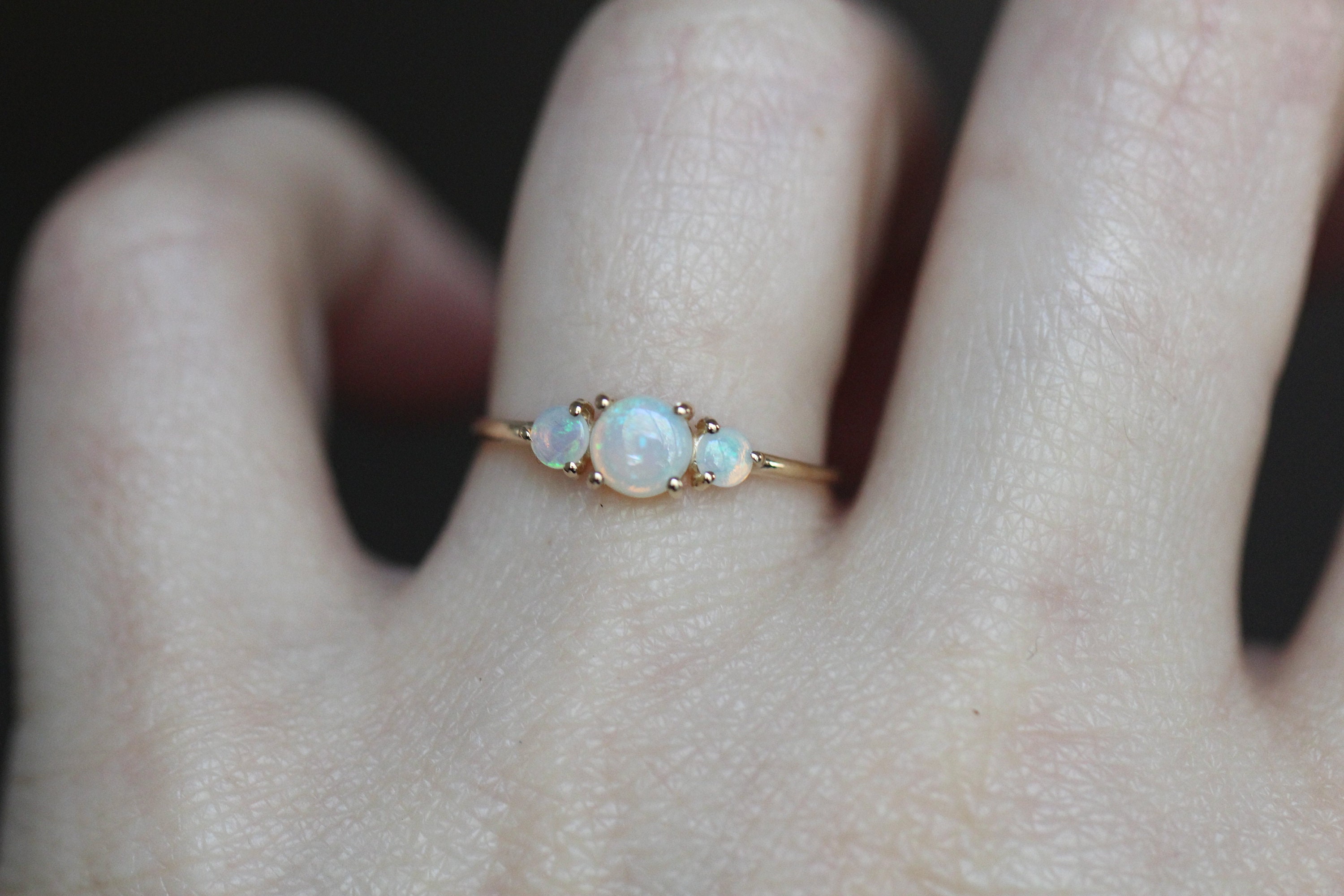 White Opal Ring for Women Rose Gold Ring Oval Opal Engagement Ring Ste –  FGEM RING