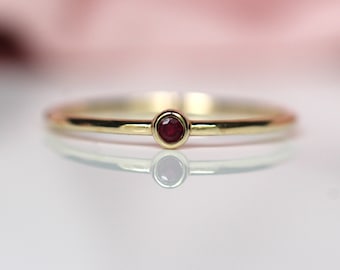 Tiny Ruby Bezel Ring