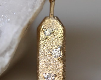 Solid Gold Glitter Bar Pendant (10K or 14K)