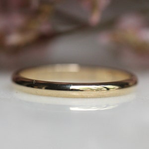 2mm Half Round Solid Gold Wedding Band, 14K Gold Band, 10K Gold Band, Everyday Wear, Wedding Jewelry, Classic Band, Real Gold, Lightweight