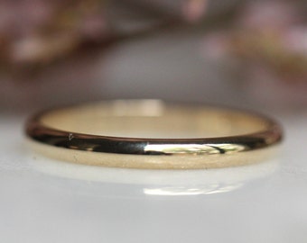 2mm Half Round Solid Gold Wedding Band