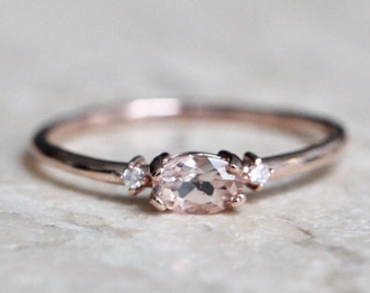 14K Gold Morganite & Diamond "Pink Champagne" Ring