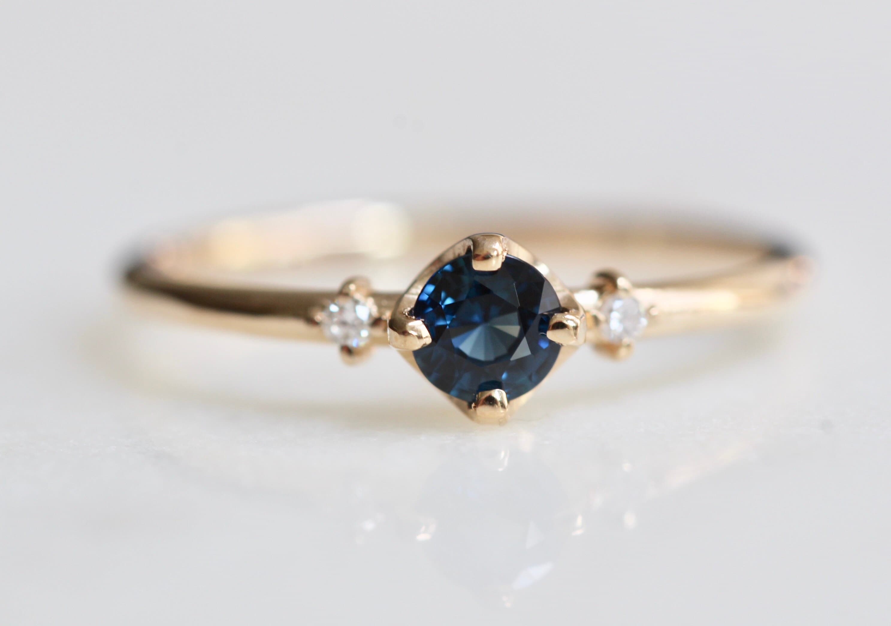 Natural Oval Shape Blue Sapphire Engagement Ring in 14k Gold / Genuine Sapphire  Diamond Statement Ring / Gift For Her - Gems N Diamond