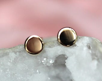 Solid 14K Gold Dot Studs, Dot Studs, Circle Studs, Gold Studs, Gold Earrings, Dainty Earrings, Disk Studs, Flat Circle Stud, Solid Gold