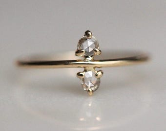 14K Gold Double Rose Cut Diamond Ring