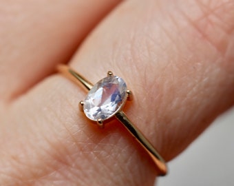 14K Gold Oval Moonstone Solitaire