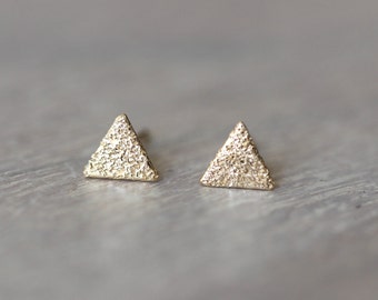 Solid 14K Gold Triangle Studs