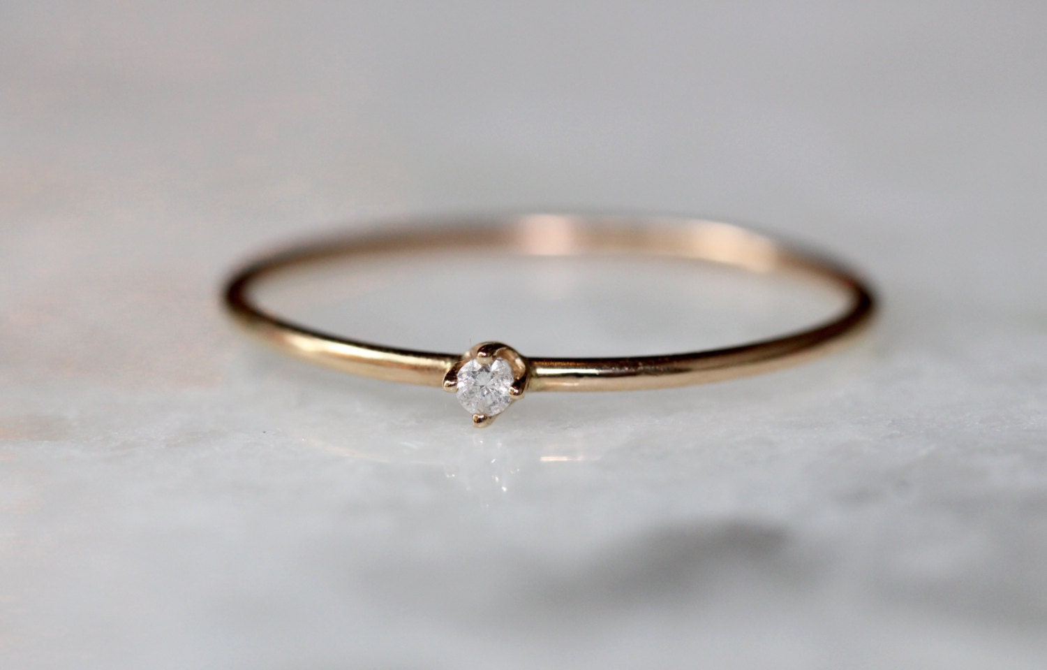14K Tiny Diamond Ring