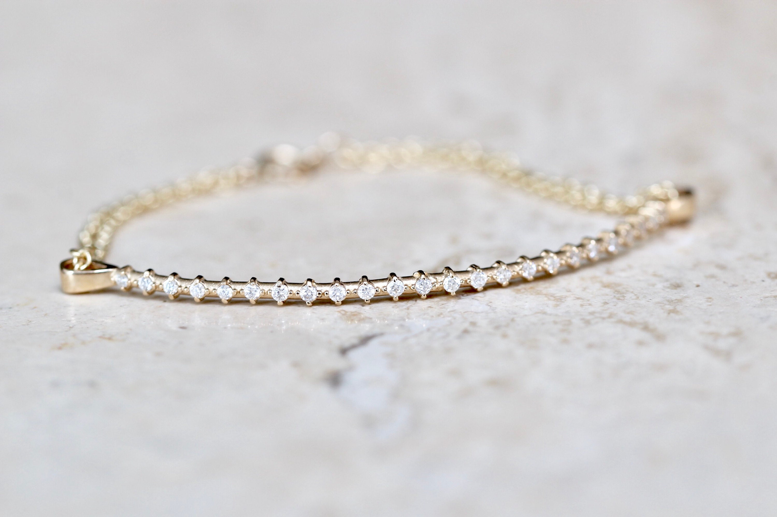14K Gold Half Chain Diamond Bracelet