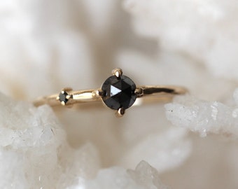 14K Gold Black Diamond "Sidekick" Ring