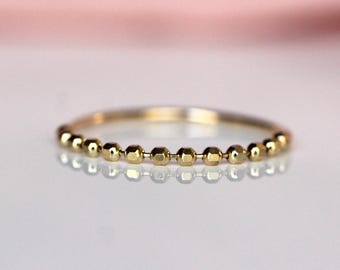 14K Gold Ball Chain Ring