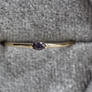 14K Gold Marquise Alexandrite Ring, Wink Ring, Stacking Ring, Color Changing Stone, 10K Promise Ring, Purple, Green, Blue, Solid Gold Ring image 4